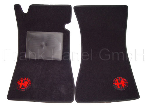 Fußmattensatz schwarz mit Alfa Logo Spider Bj. 70-78