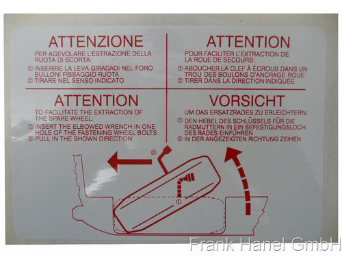 Aufkleber Anleitung Ersatzrad Erleichterung für Alfetta GTV & GTV6